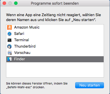Programme sofort beenden Fenster