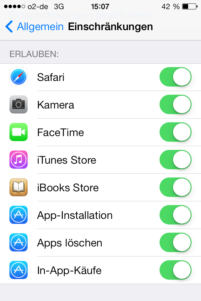 Standard Apps sperren