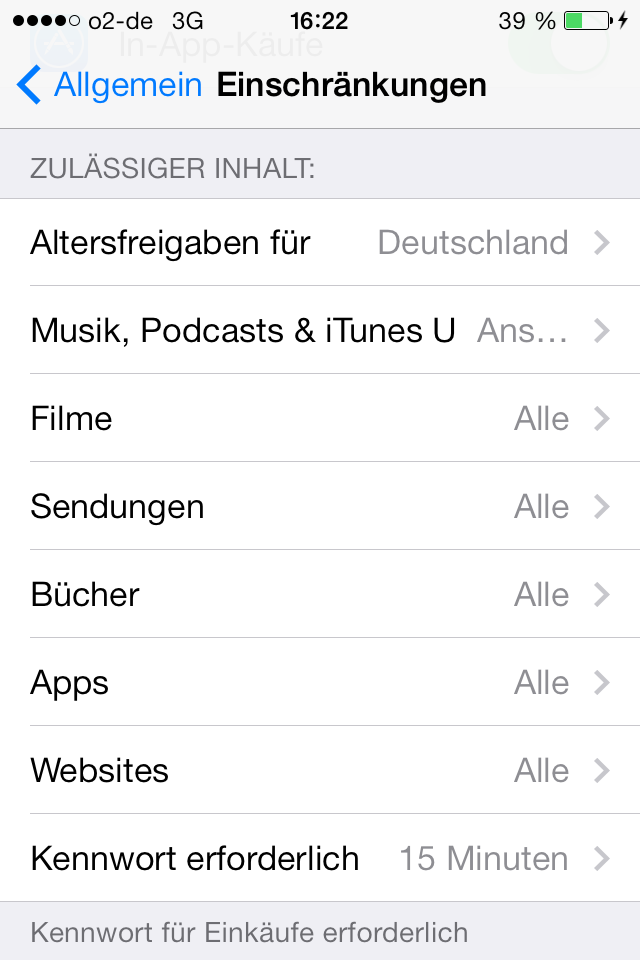 Zulässige Inhalte auf iOS