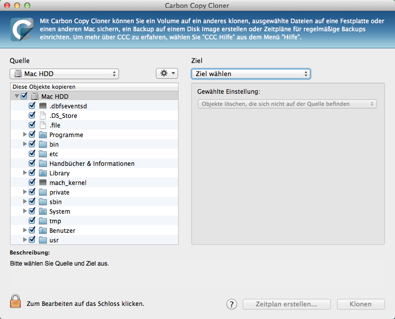 Carbon Copy Cloner Interface