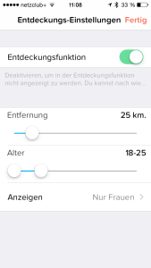 Tinder Einstellungen