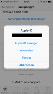 Aus dem App Store abmelden